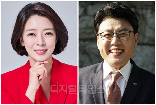 배현진(왼쪽) 국민의힘 의원과 진성준 더불어민주당 정책위의장. <디지털타임스 DB>